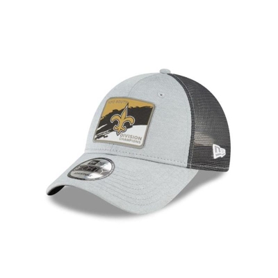 Grey New Orleans Saints Hat - New Era NFL Division Champions Locker Room 9FORTY Adjustable Caps USA7584039